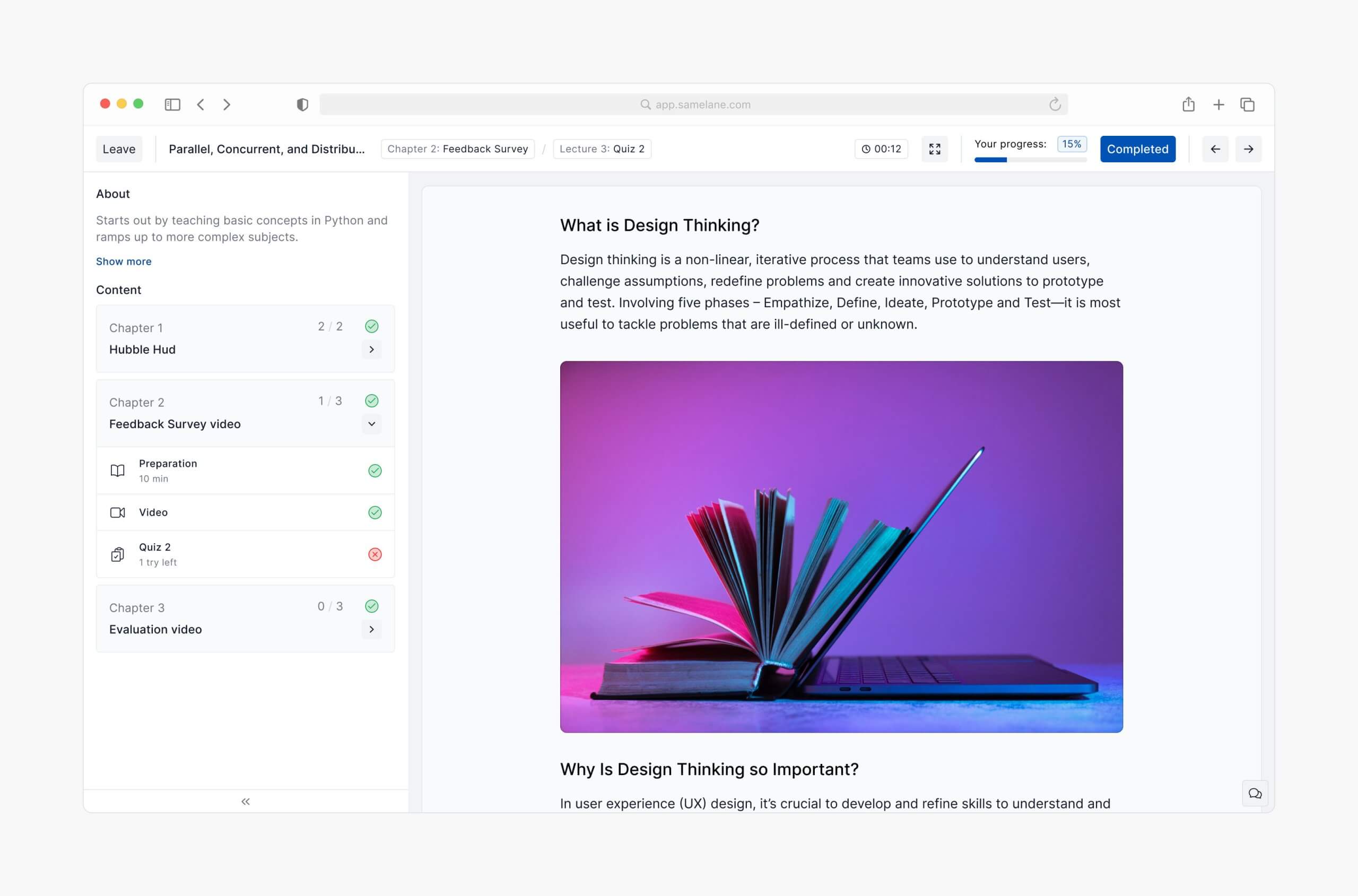 Samelane – Course Player View v0.1