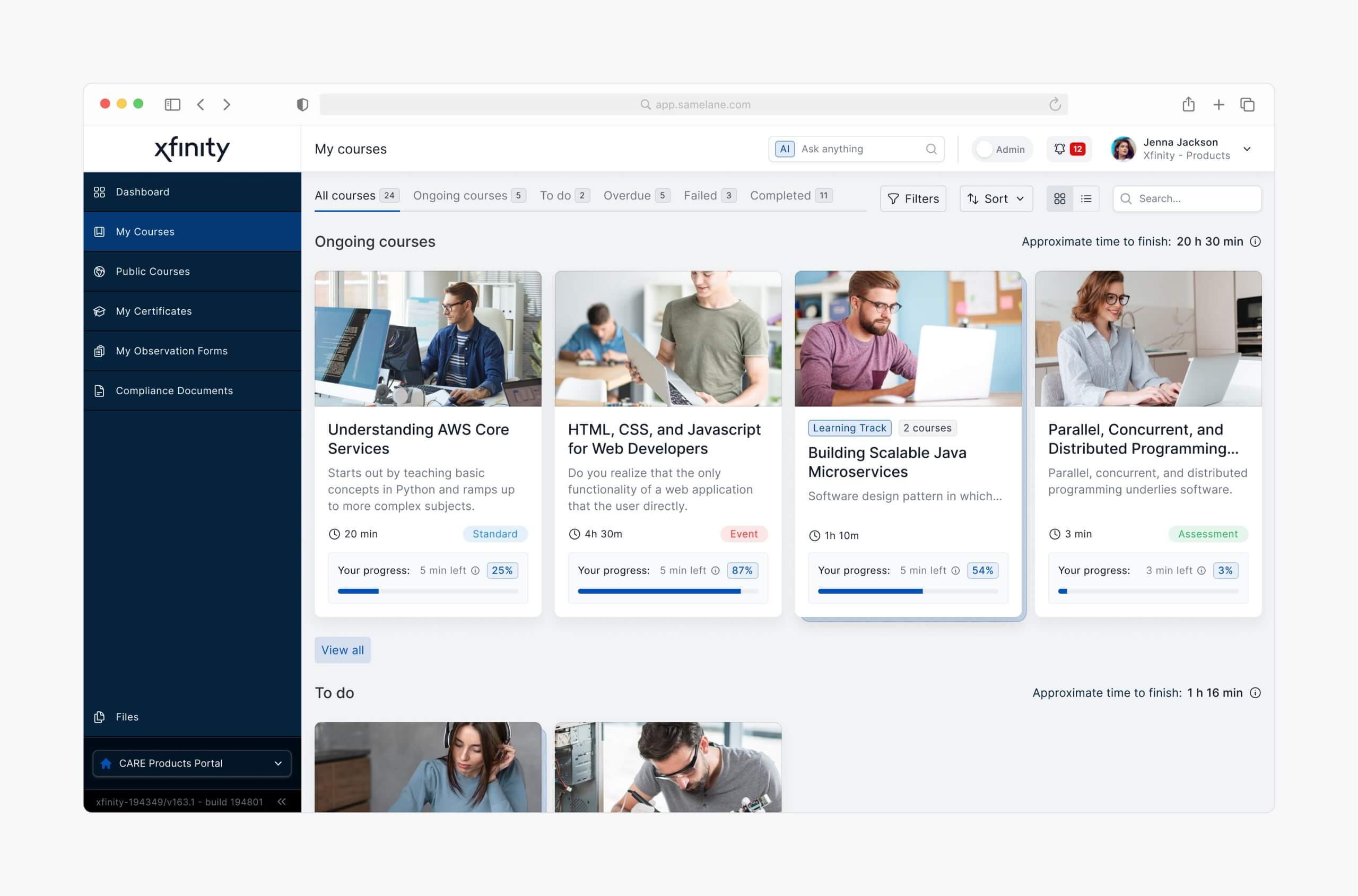 Samelane – My Courses Tile View v0.3